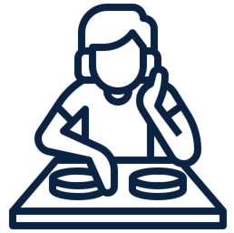 Person DJing with equipment illustration