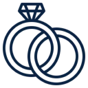 Interlocking rings with a diamond