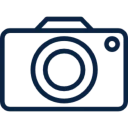 Camera icon outline on black background